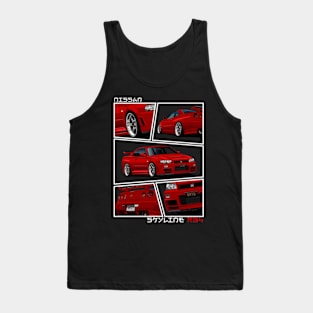 Nissan Skyline GTR r34 Red, JDM Car Tank Top